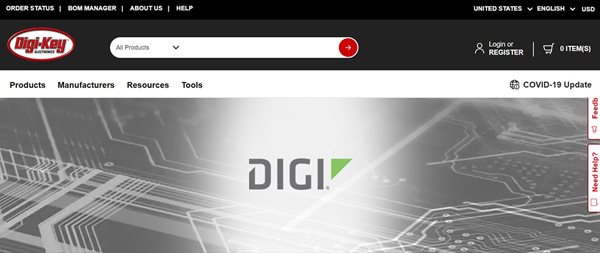 Digi-Key 上的 Digi 产品页面