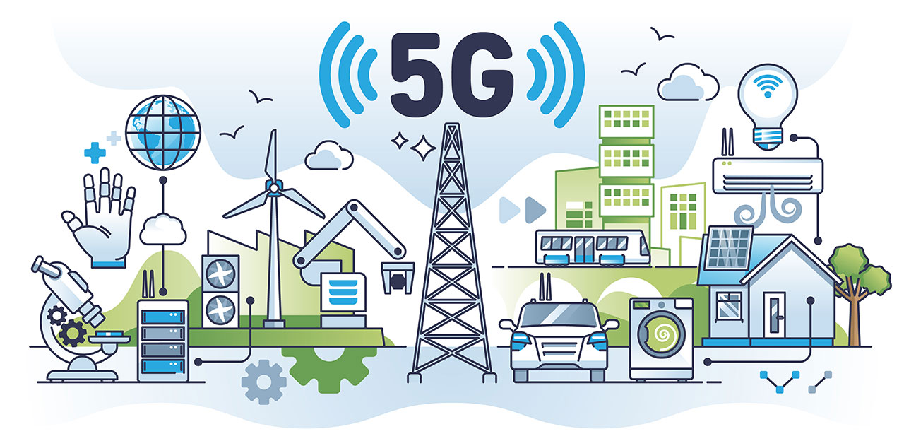 5G 智慧城市和工业信息图表