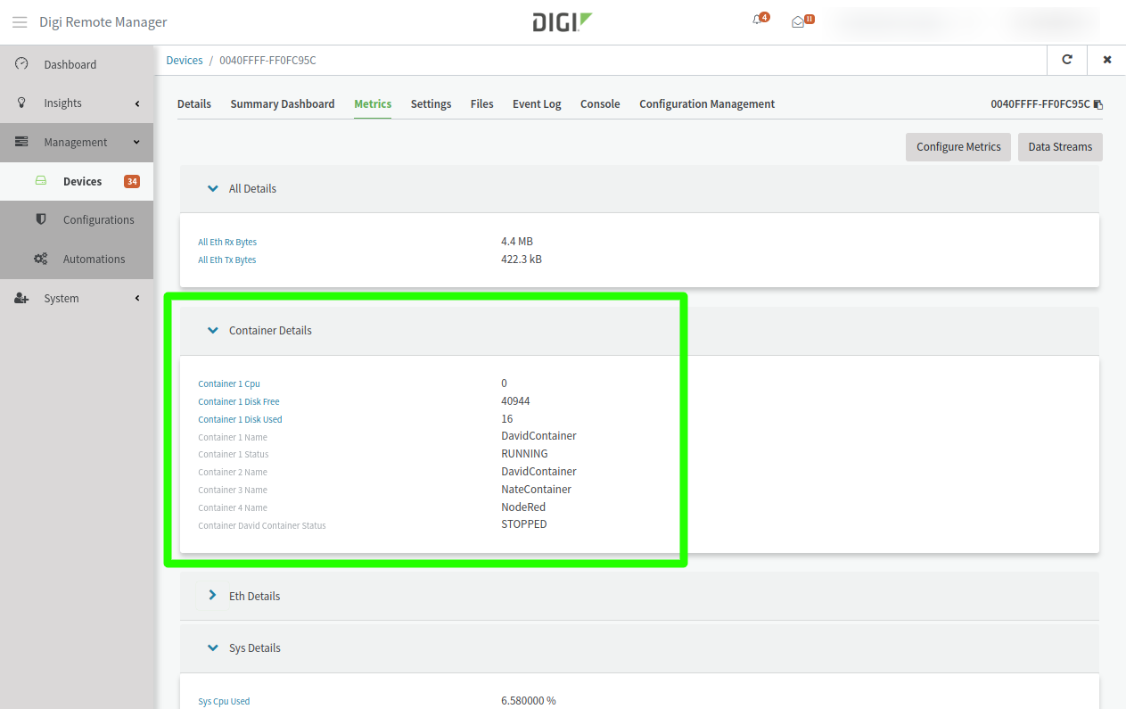 Monitoring Digi containers
