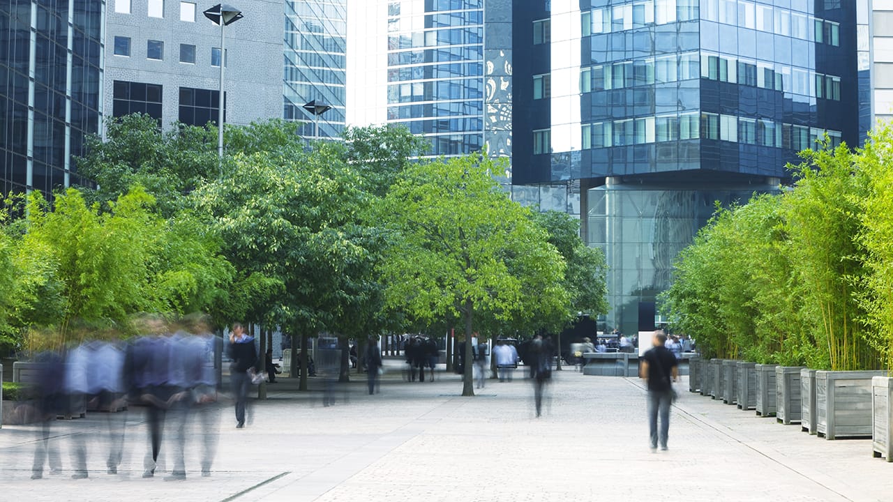 拥有绿色空间的可持续发展城市中心