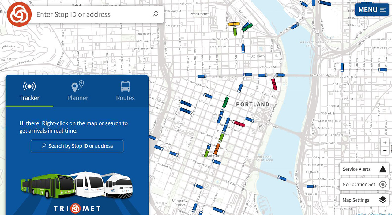 TriMet 城市公交实时地图