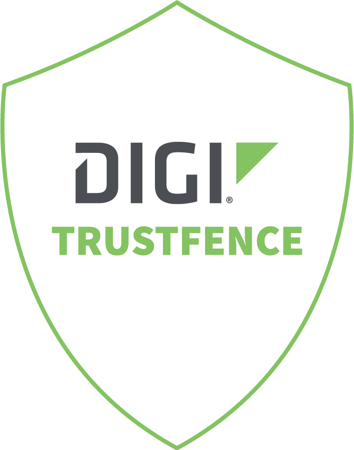 带有Digi TrustFence安全品牌标识的盾牌图标。