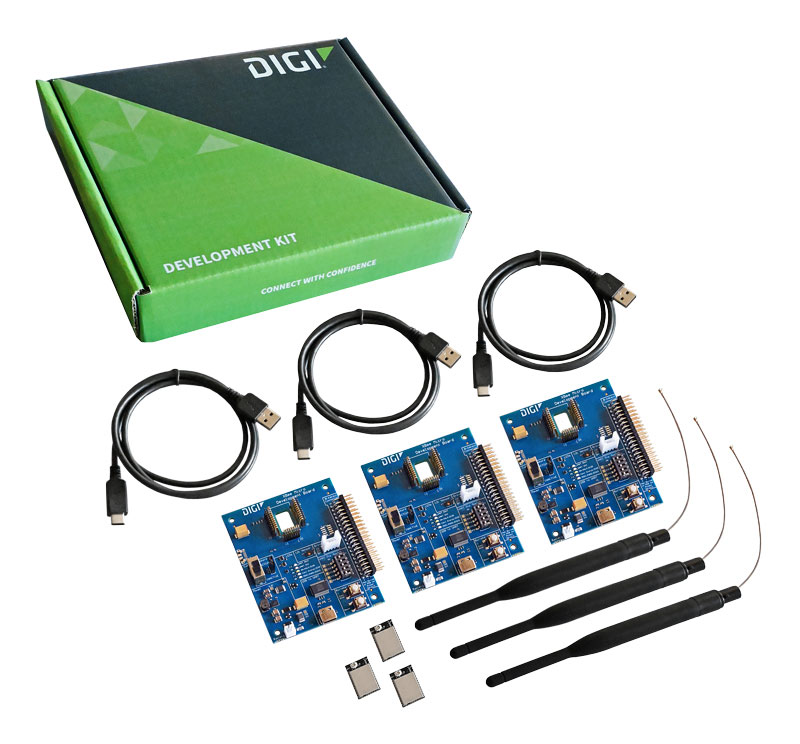 Digi XBee XR 868 Development Kit with Digi XBee XR 868 MHz MMT, RF Pad antenna connection and development board